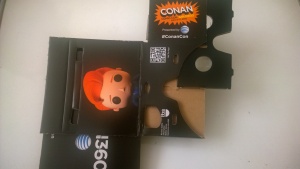 What an un-assembled Google Cardboard kit looks like. Thanks to ConanCon for sending it.