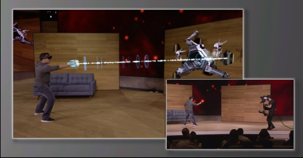 Microsoft showed off what the Hololens could do at the Oct. 6 event in New York City. With Project X-Ray, players can battle robots in their living room.
